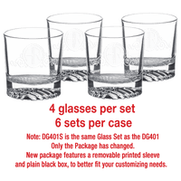 Thumbnail for 8 oz. Rocks Glasses in a Black Gift Box with Printed Paper Sleeve          Sold in Sets of 4, 6 Sets Per Case  (Same as DG351S with Printed Box)