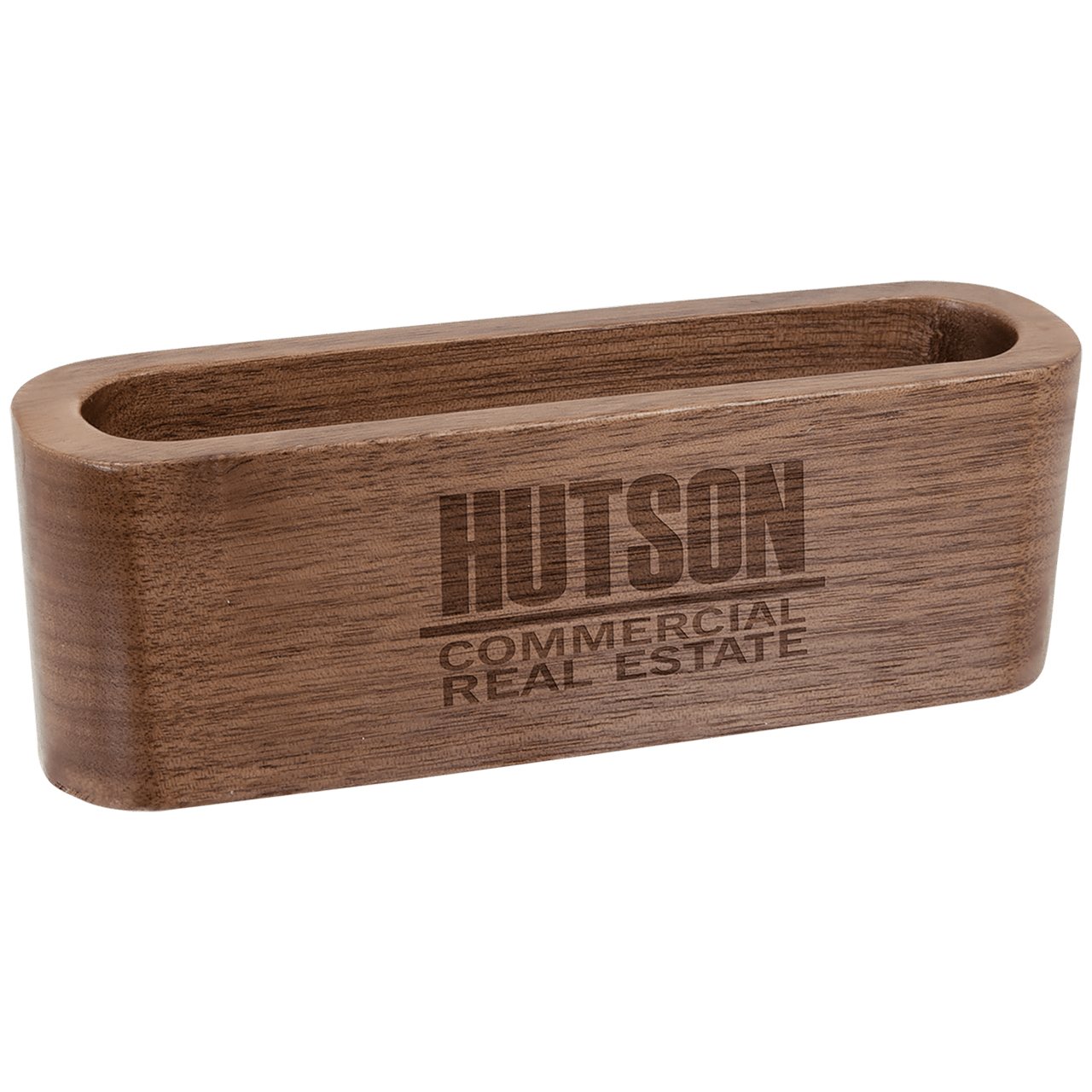 5 1/4" Walnut Business Card and Pen Holder