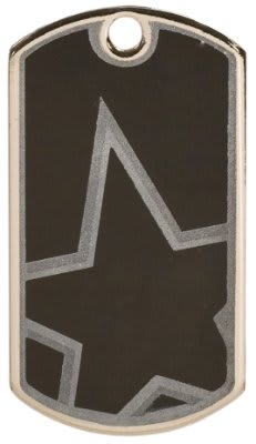 2" Black/Silver Star Laserable Star Dog Tag