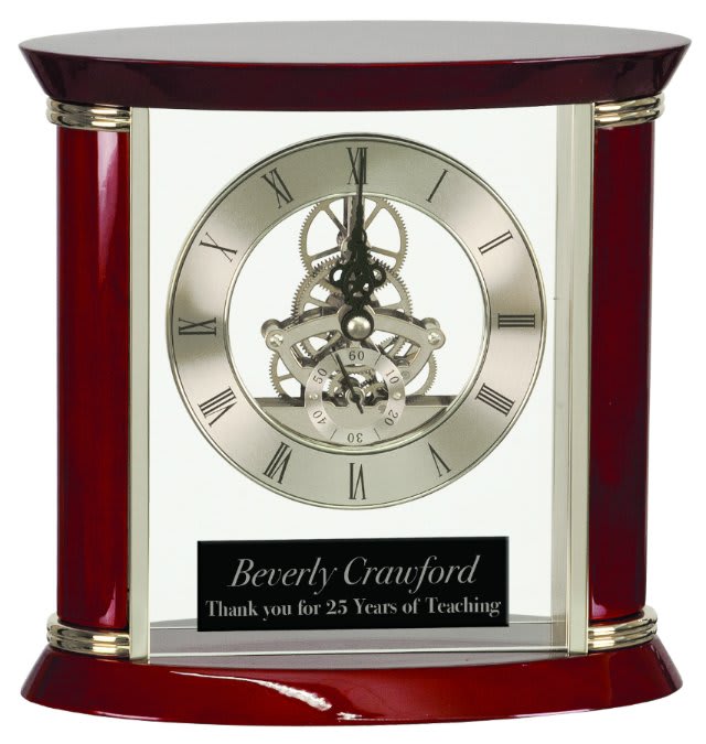7 3/4" Executive Gold & Rosewood Piano Finish Clock
