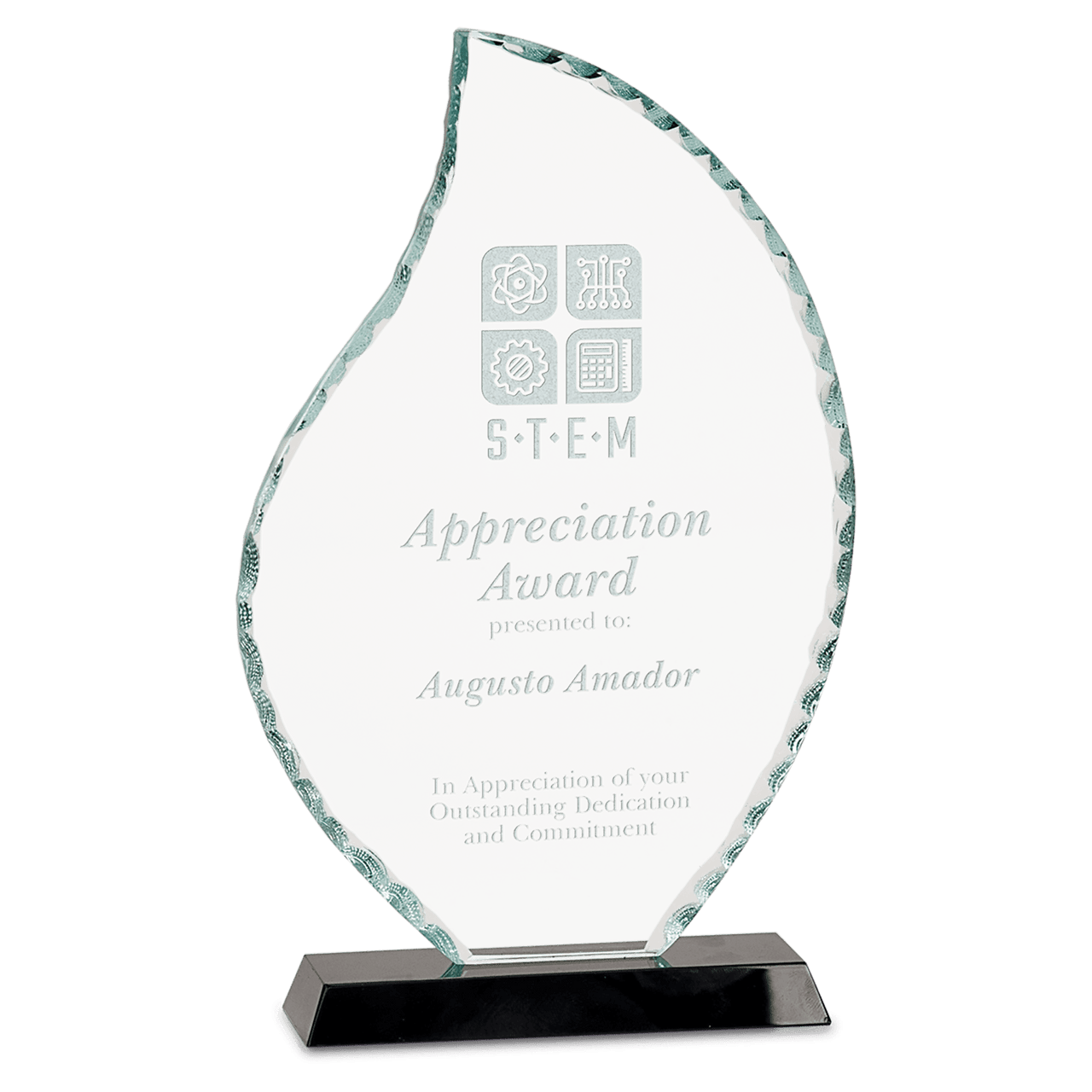 10 1/2" Flame Facet Glass on Black Base