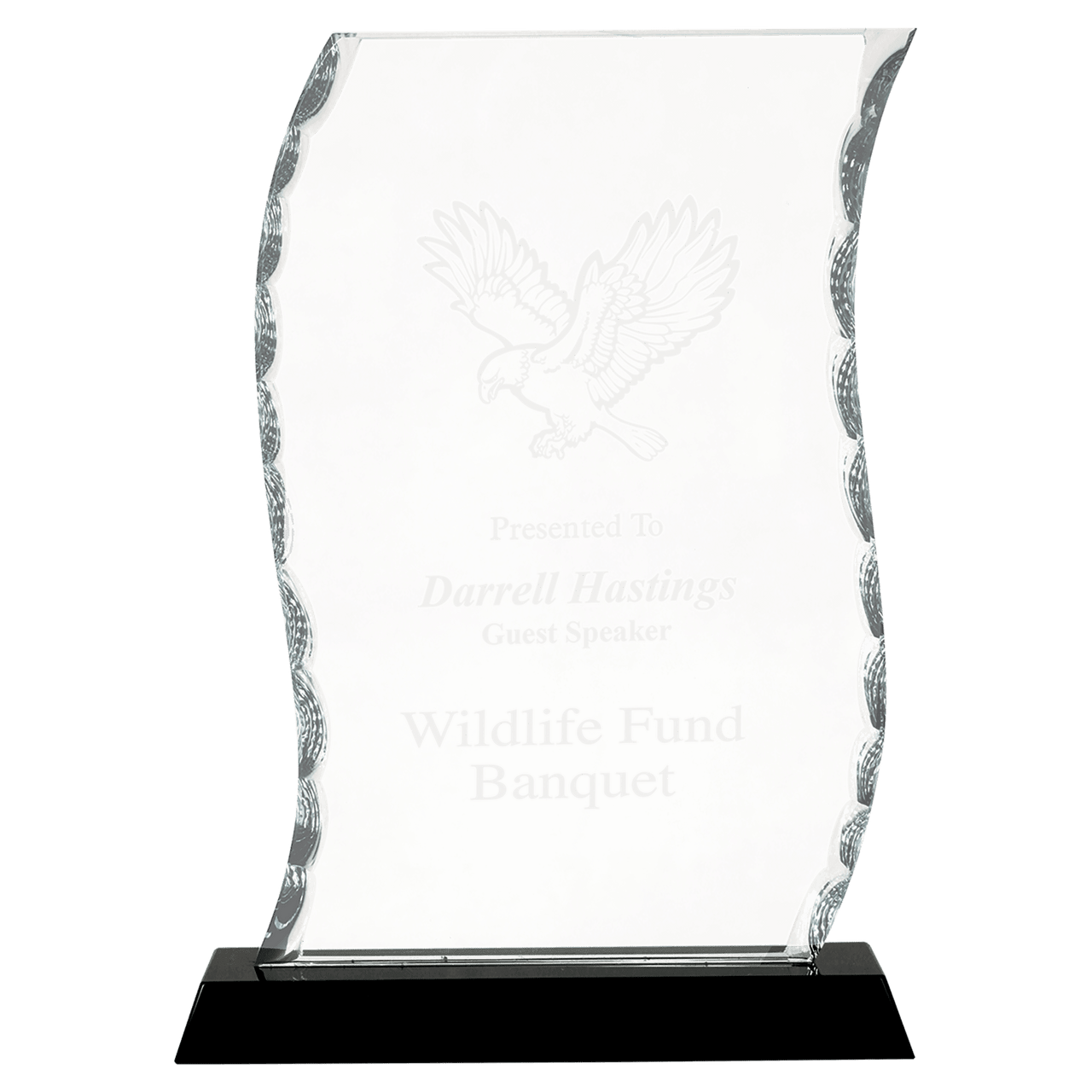 9 1/2" Scroll Facet Glass on Black Base
