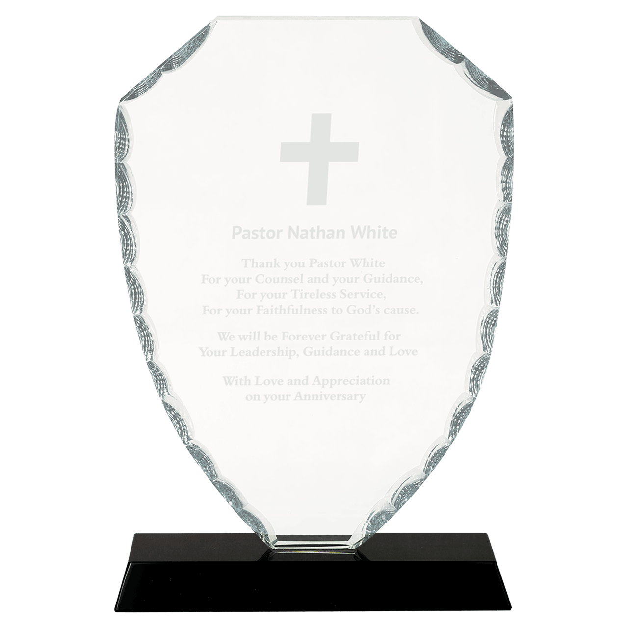 7 1/2" Shield Facet Glass on Black Base