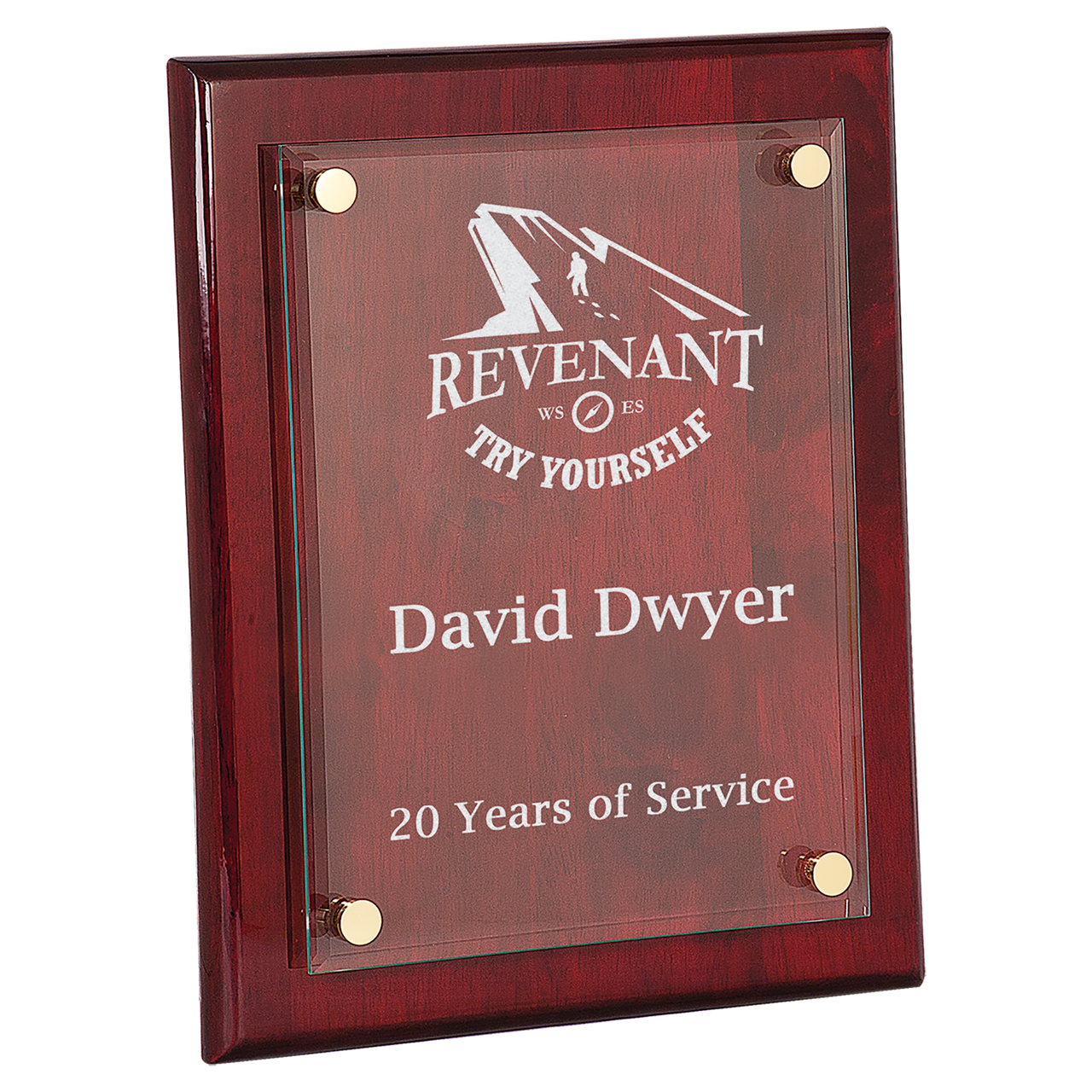 9" x 12" Rosewood Piano Finish Floating Glass Plaque