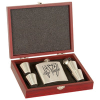Thumbnail for 6 oz. Stainless Steel Flask Set in Wood Presentation Box