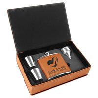 Thumbnail for 6 oz. Laserable Leatherette Flask Gift Set with Shot Glasses and Cork Flask Options