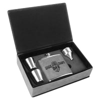 Thumbnail for 6 oz. Laserable Leatherette Flask Gift Set with Shot Glasses and Cork Flask Options