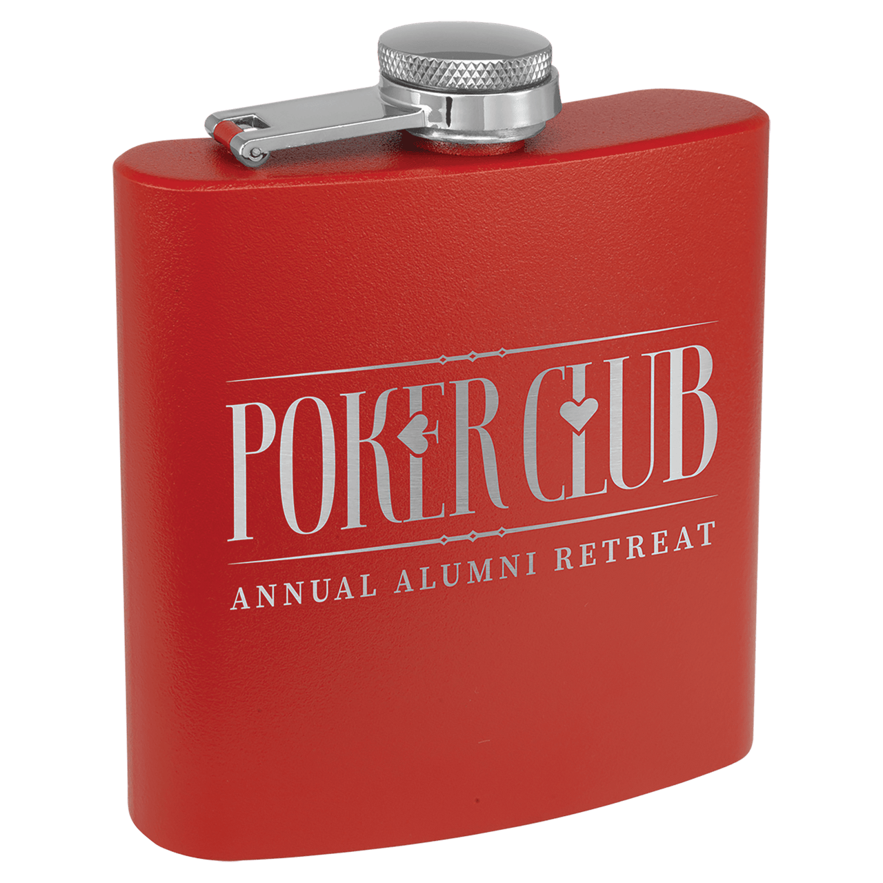 6 oz. Matte Red Powder Coated Laserable Stainless Steel Flask