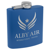Thumbnail for 6 oz. Matte Royal Blue Powder Coated Laserable Stainless Steel Flask