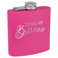 Thumbnail for 6 oz. Matte Red Powder Coated Laserable Stainless Steel Flask