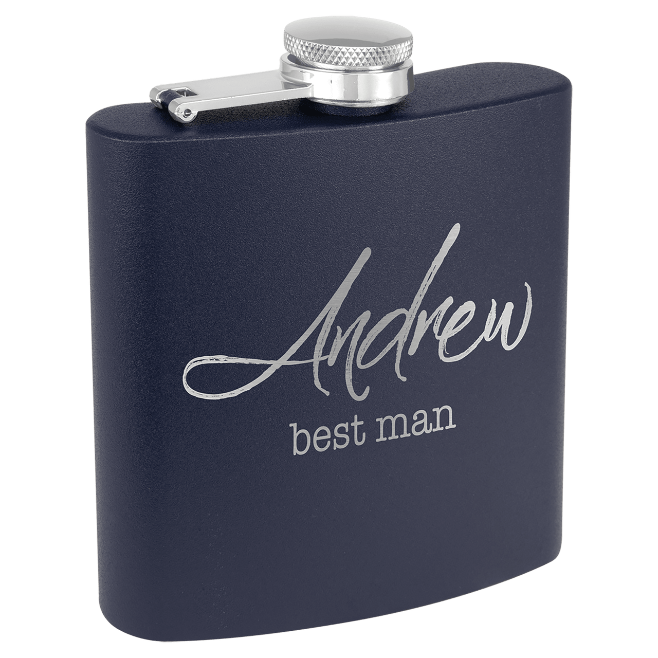 6 oz. Matte Red Powder Coated Laserable Stainless Steel Flask