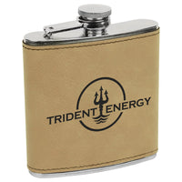 Thumbnail for 6 oz. Black/Silver Laserable Leatherette Stainless Steel Flask