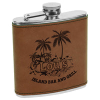 Thumbnail for 6 oz. Black/Silver Laserable Leatherette Stainless Steel Flask