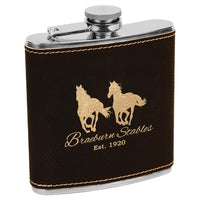 Thumbnail for 6 oz. Black/Gold Laserable Leatherette Stainless Steel Flask