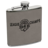 Thumbnail for 6 oz. Black/Silver Laserable Leatherette Stainless Steel Flask