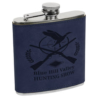 Thumbnail for 6 oz. Black/Silver Laserable Leatherette Stainless Steel Flask
