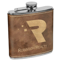 Thumbnail for 6 oz. Rustic/Gold Laserable Leatherette Stainless Steel Flask