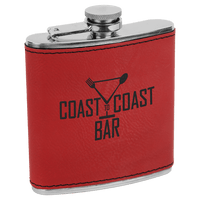 Thumbnail for 6 oz. Black/Silver Laserable Leatherette Stainless Steel Flask