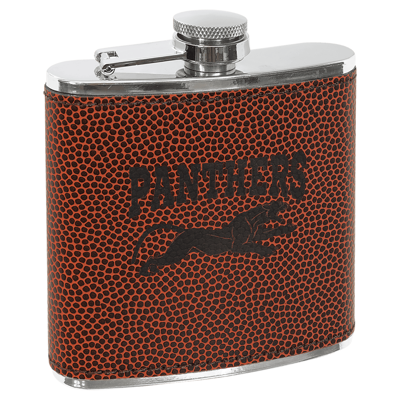 6 oz. Basketball Laserable Leatherette Stainless Steel Flask