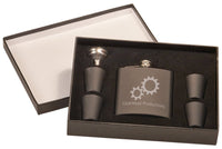 Thumbnail for 6 oz. Matte Black Flask Set in Black Presentation Box