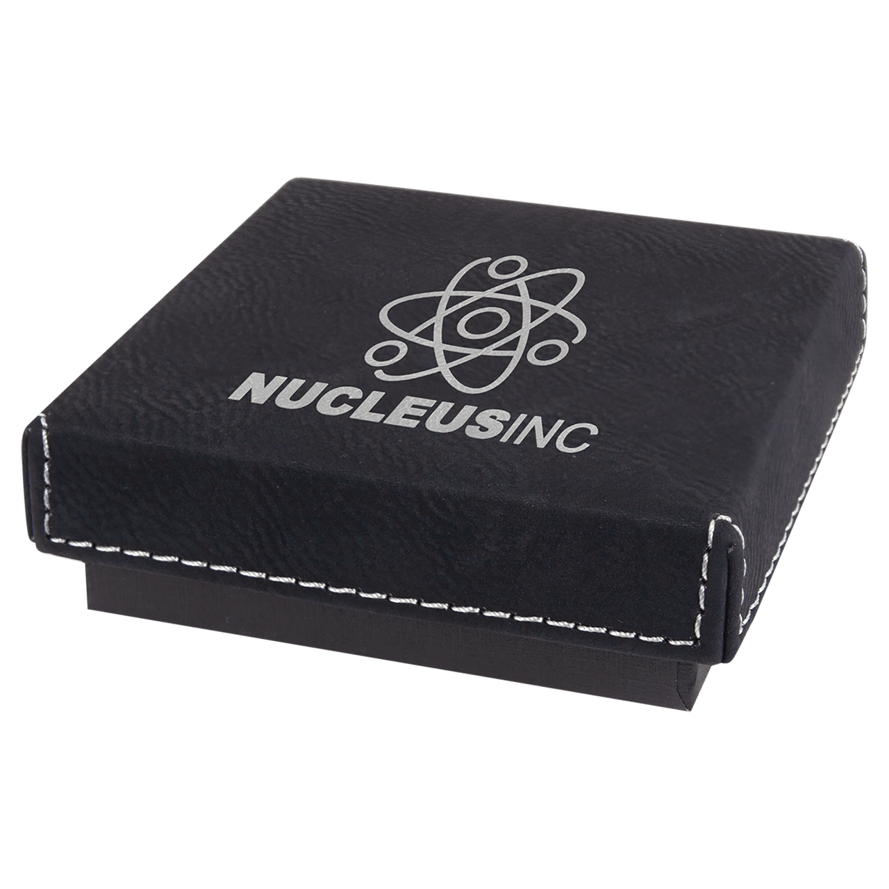 3 1/2" x 3 1/2" Gray Medal Box with Laserable Leatherette Lid