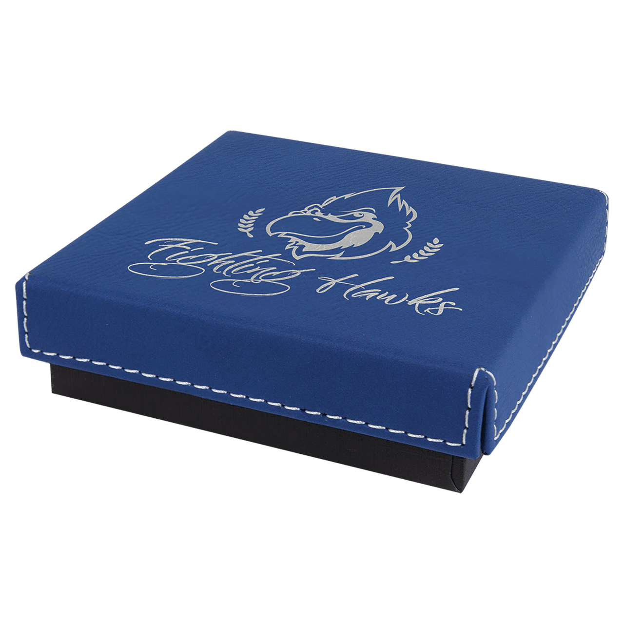 3 1/2" x 3 1/2" Gray Medal Box with Laserable Leatherette Lid