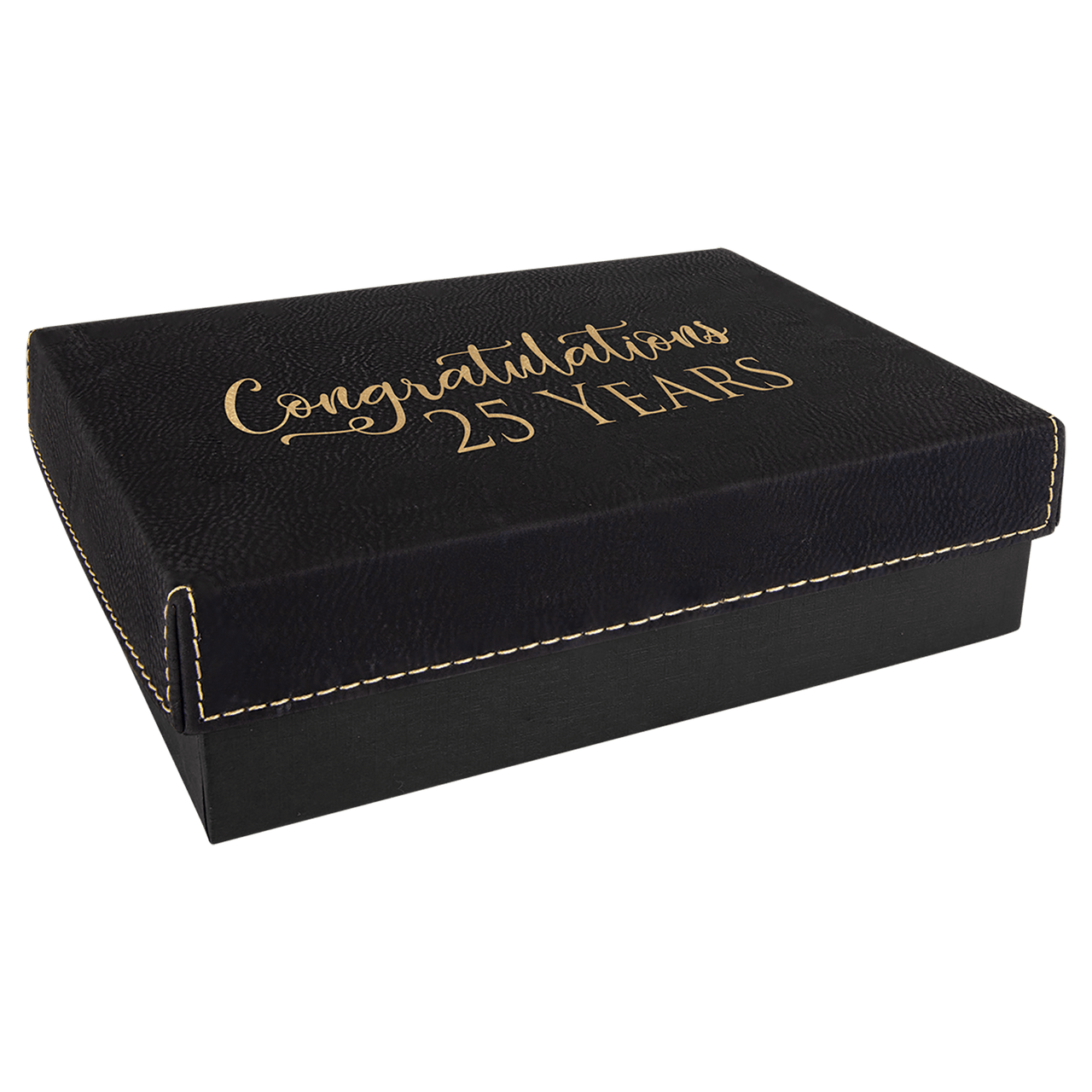 7 3/8" x 5 3/4" Gray Gift Box with Laserable Leatherette Lid