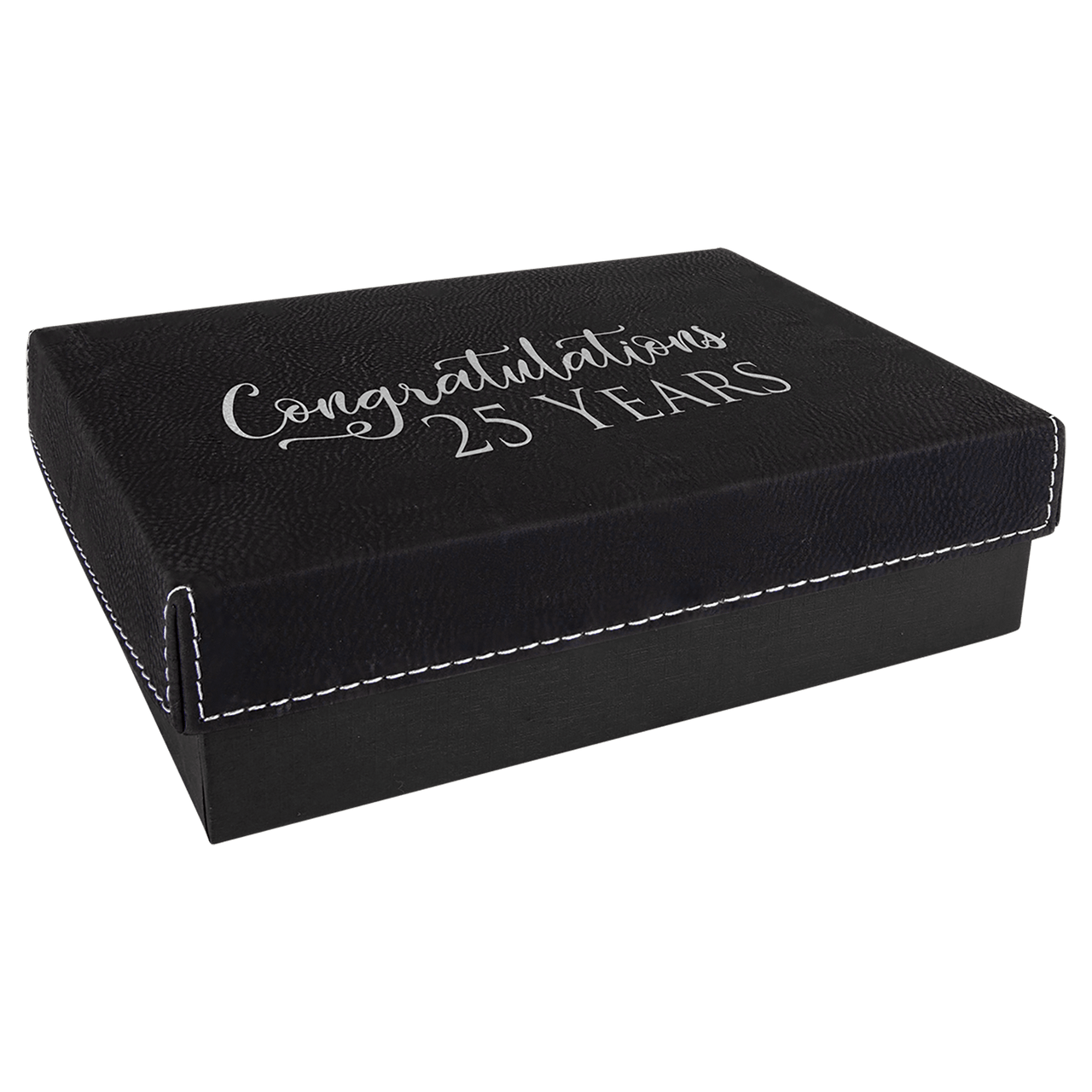 7 3/8" x 5 3/4" Gray Gift Box with Laserable Leatherette Lid
