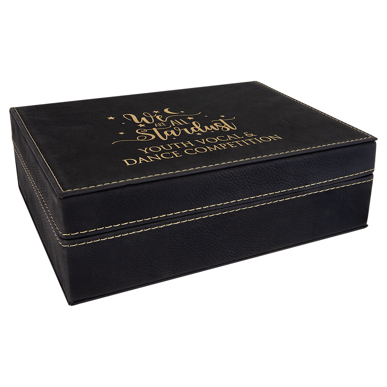 8" x 6 3/8" Black/Silver Laserable Leatherette Premium Gift Box