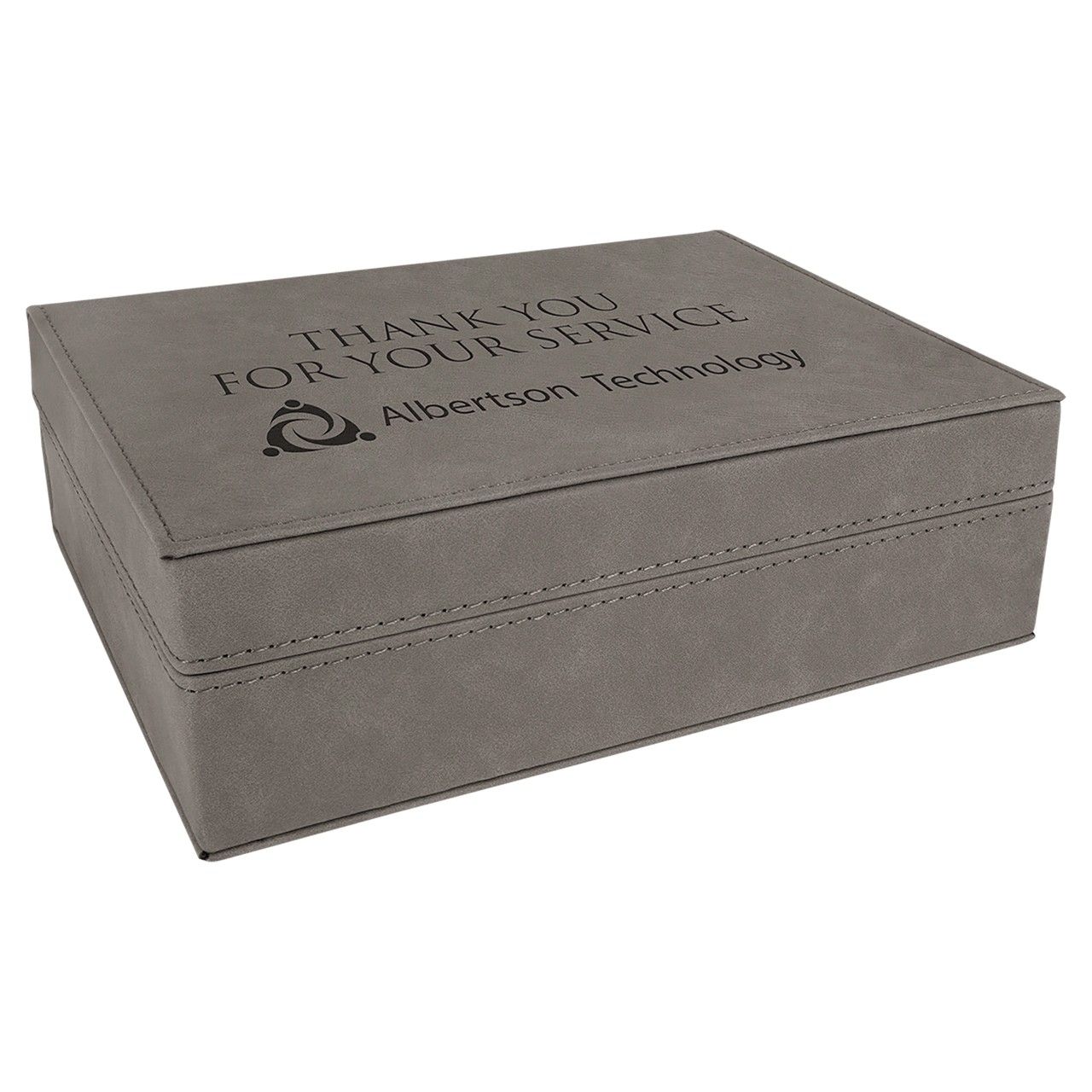8" x 6 3/8" Black/Silver Laserable Leatherette Premium Gift Box