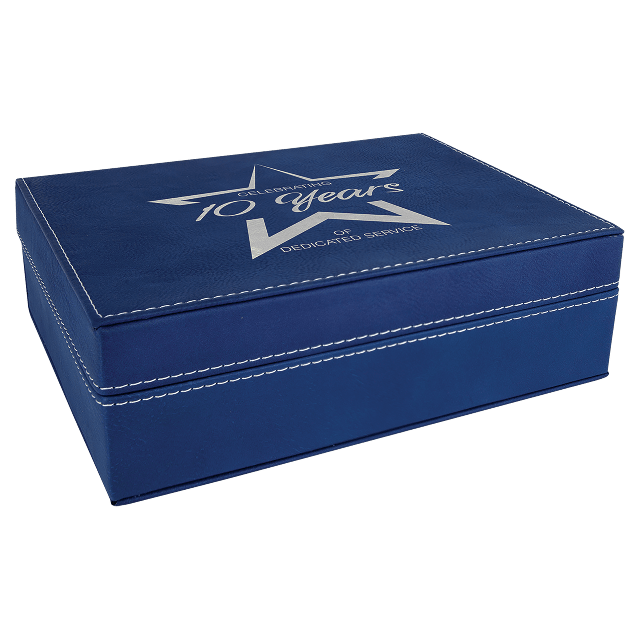 8" x 6 3/8" Black/Silver Laserable Leatherette Premium Gift Box