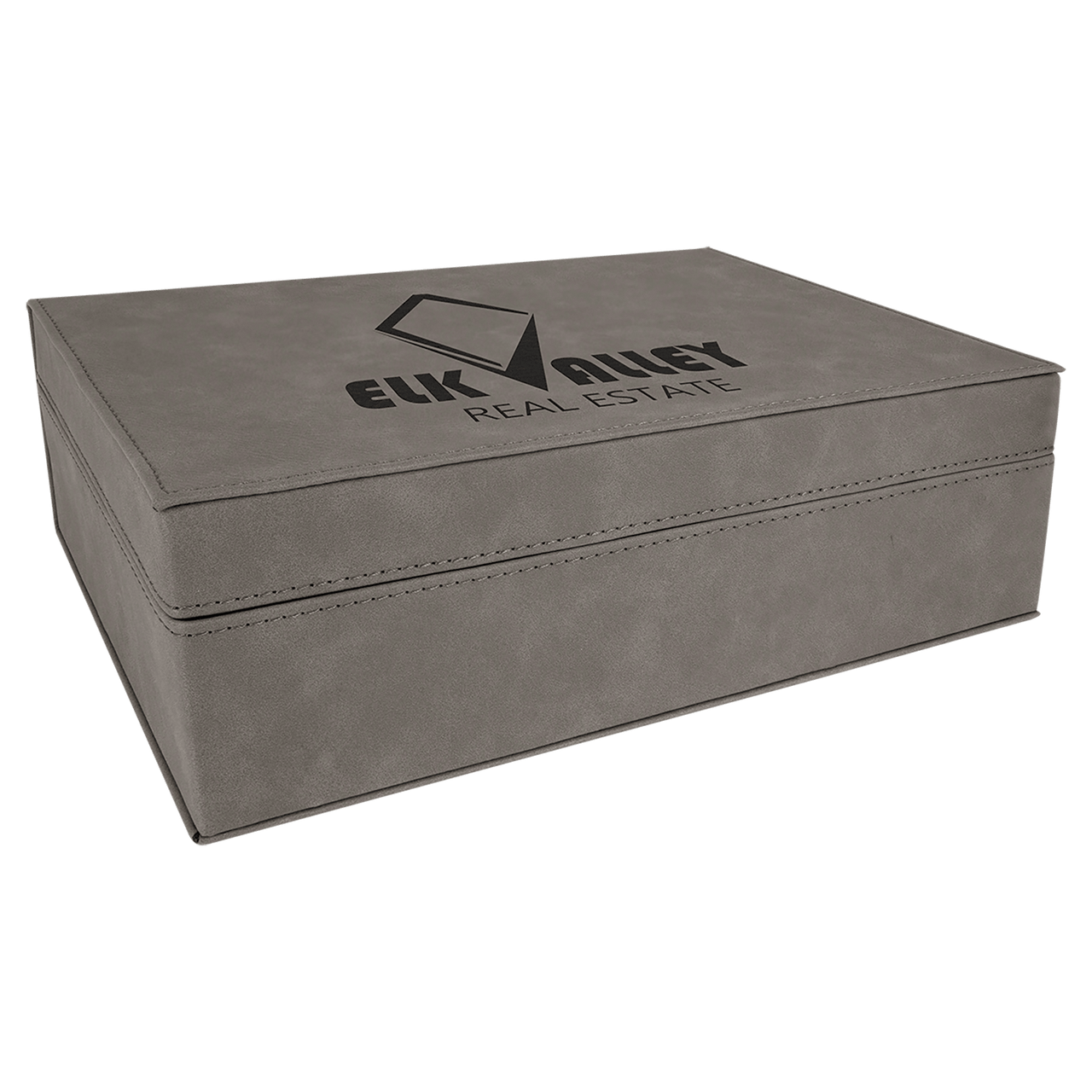 10 1/4" x 7 1/2" Black/Gold Laserable Leatherette Premium Gift Box