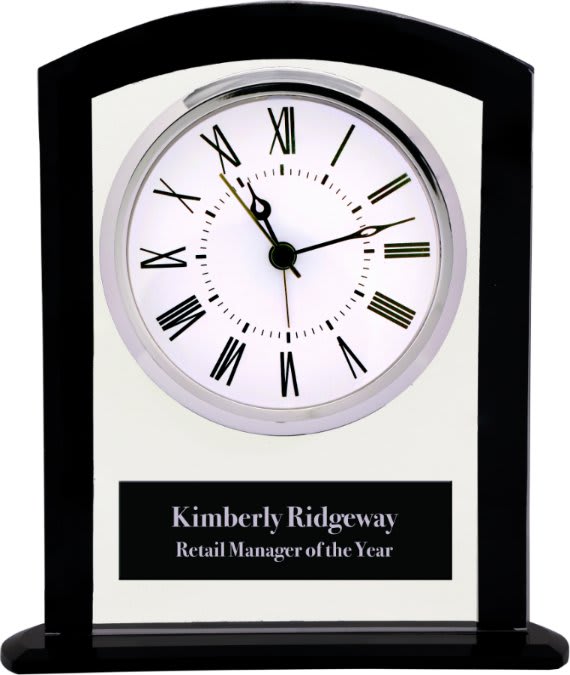 7" Square Glass Clock with Top