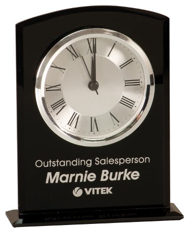 7" Square Glass Clock with Top