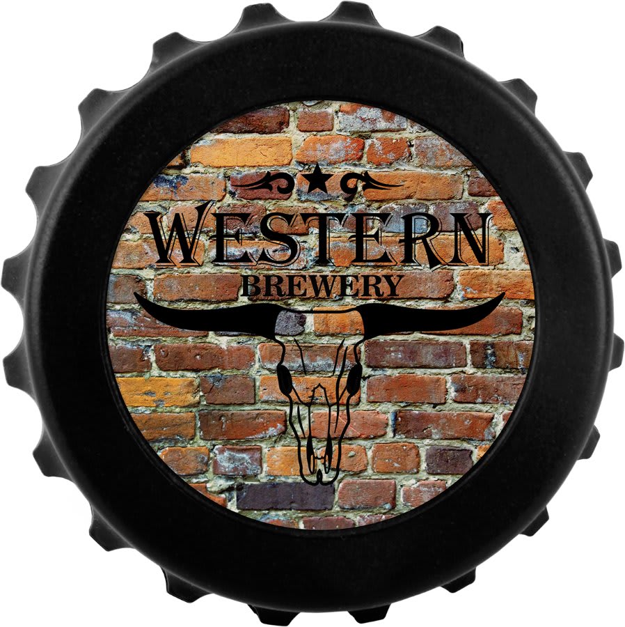 3" Black Magnetic Bottle-Cap Shaped Opener w/2" Insert Area/Insert Not Included