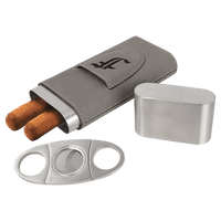 Thumbnail for Dark Brown Laserable Leatherette Cigar Case with Cutter