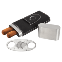 Thumbnail for Bamboo Laserable Leatherette Cigar Case with Cutter