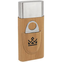 Thumbnail for Bamboo Laserable Leatherette Cigar Case with Cutter