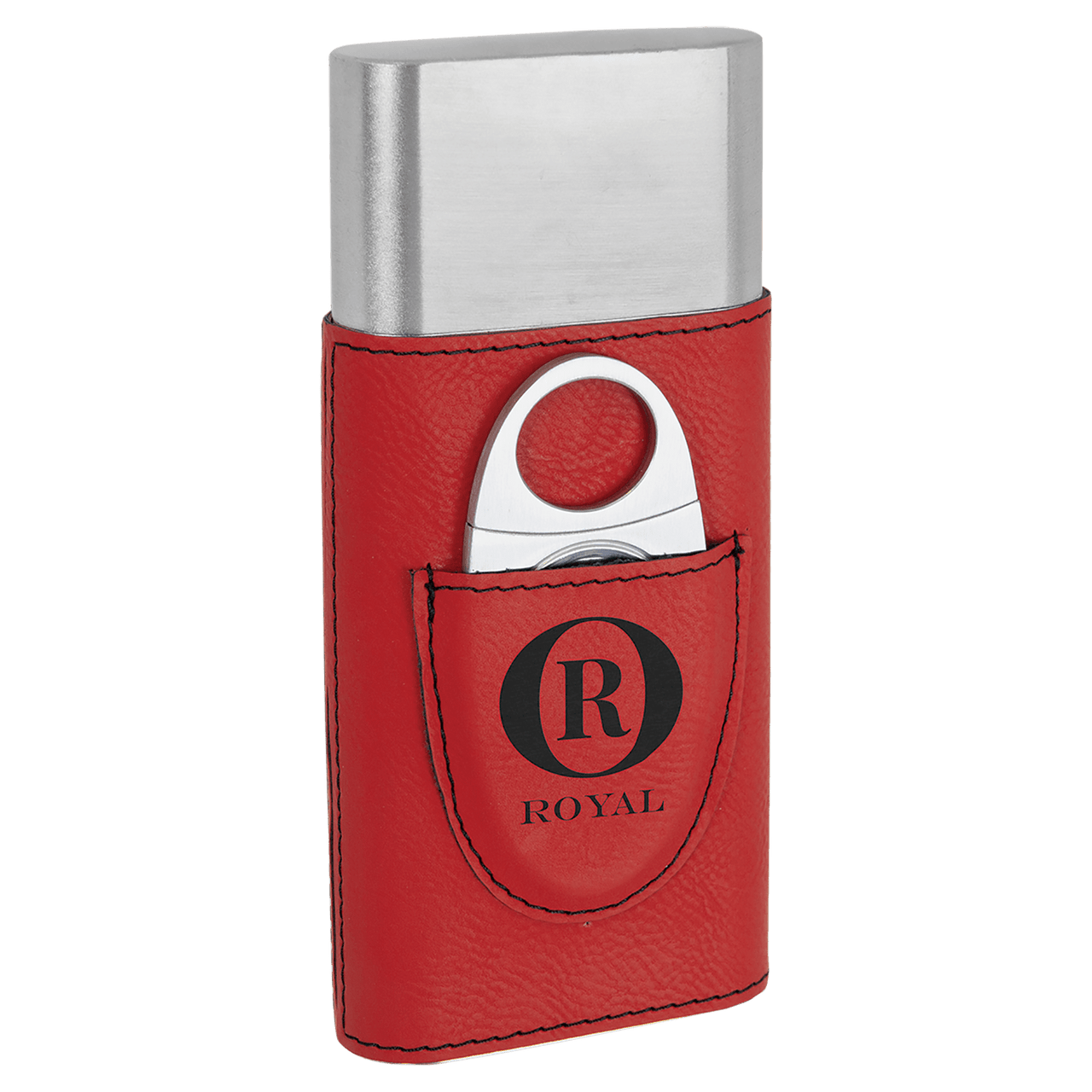 Bamboo Laserable Leatherette Cigar Case with Cutter
