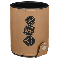 Thumbnail for Light Brown Laserable Leatherette Dice Cup with 5 Dice