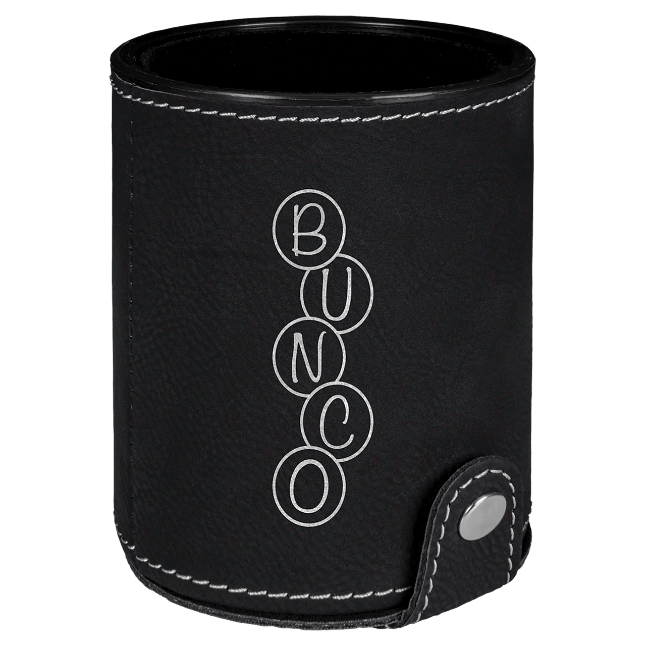 Dark Brown Laserable Leatherette Dice Cup with 5 Dice