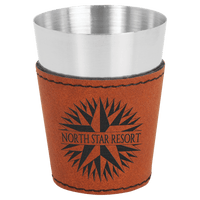 Thumbnail for 2 oz. Light Brown Laserable Leatherette & Stainless Steel Shot Glass
