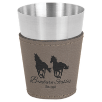 Thumbnail for 2 oz. Light Brown Laserable Leatherette & Stainless Steel Shot Glass