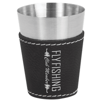 Thumbnail for 2 oz. Light Brown Laserable Leatherette & Stainless Steel Shot Glass