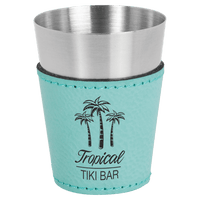 Thumbnail for 2 oz. Light Brown Laserable Leatherette & Stainless Steel Shot Glass