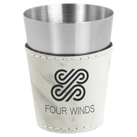 Thumbnail for 2 oz. Light Brown Laserable Leatherette & Stainless Steel Shot Glass