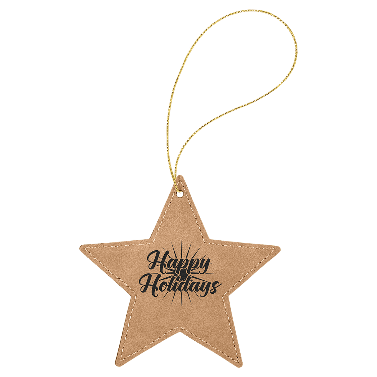 Blue/Silver Laserable Leatherette Star Ornament with Silver String