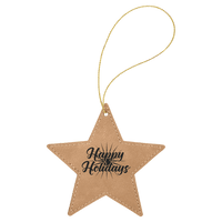 Thumbnail for Blue/Silver Laserable Leatherette Star Ornament with Silver String