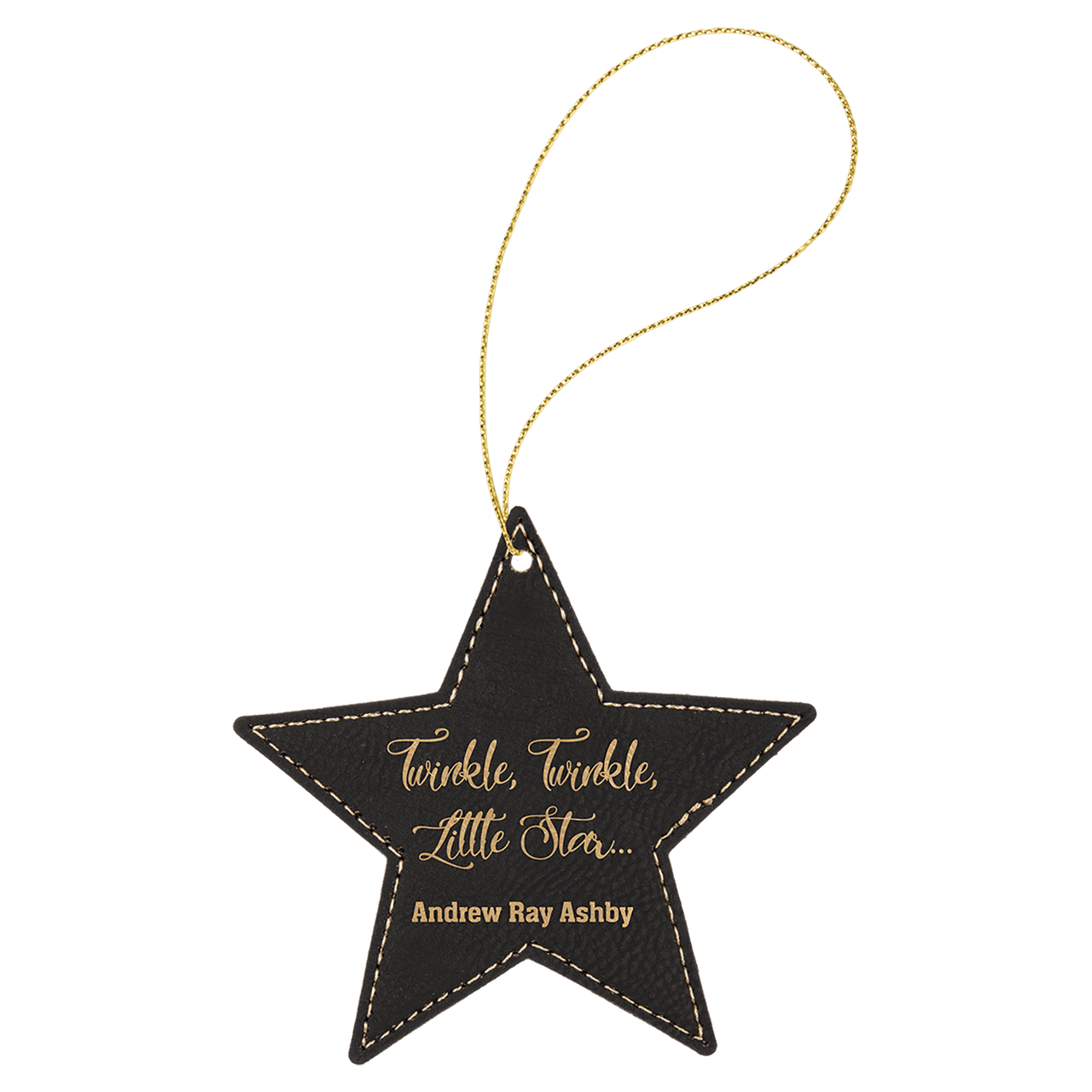 Blue/Silver Laserable Leatherette Star Ornament with Silver String