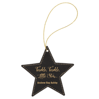 Thumbnail for Blue/Silver Laserable Leatherette Star Ornament with Silver String